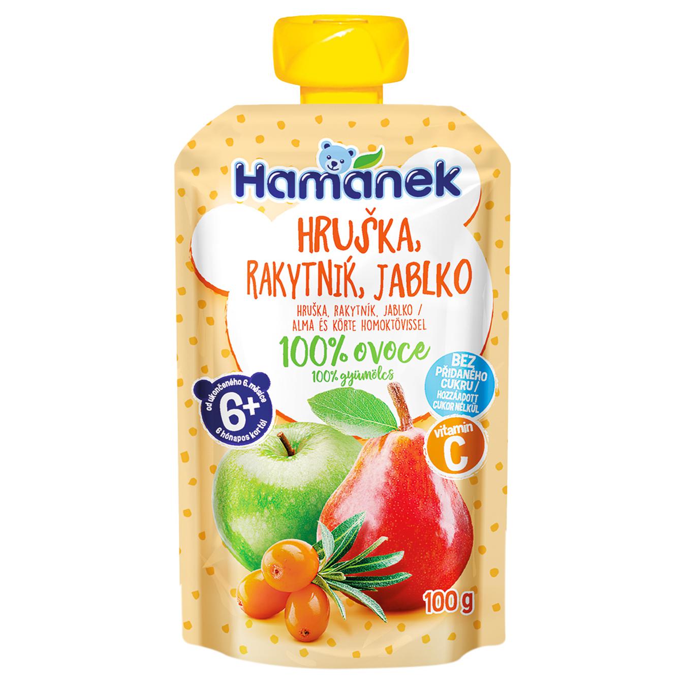 

Пюре Hamanek Яблоко груша и облепиха 100г
