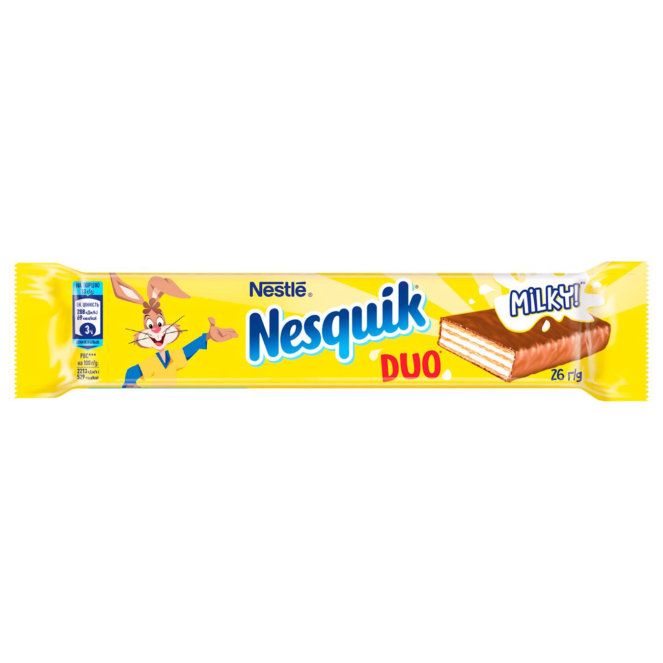 

Вафля NESTLÉ® NESQUIK® DUO в молочном шоколаде 26г