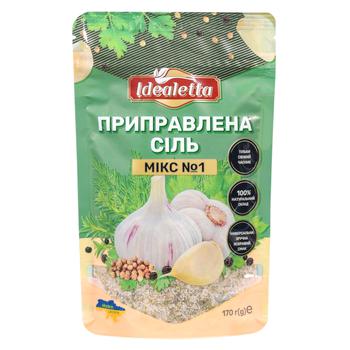 Соль Idealetta Микс №1 со свежим чесноком, черным перцем и травами 170г - купить, цены на КОСМОС - фото 1