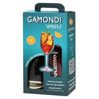 Gamondi Spritz Set Aperitivo Drink Based on Wine 13.5% 1l + Toso Brut Millesimato White Sparkling Wine 12% 0.75l - buy, prices for COSMOS - photo 1