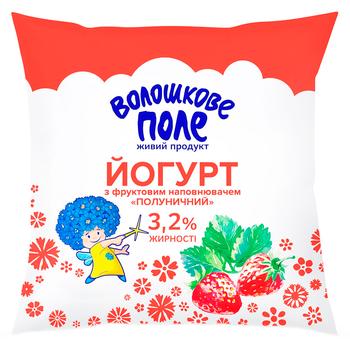 yogurt voloshkove pole cow milk strawberries with cream 3.2% 400g polyethylene packaging Ukraine