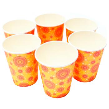 Party House Orange Paper Glass 250ml 6pcs - buy, prices for COSMOS - photo 2