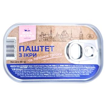 Паштет з ікри та печінки тріски Riga Extra 100г