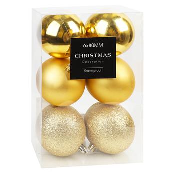 Koopman Set of Christmas Balls 8сm 6pcs Gold - buy, prices for NOVUS - photo 1