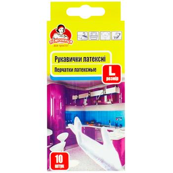 Перчатки хозяйственные Помощница латексные размер L 10шт - купить, цены на - фото 4