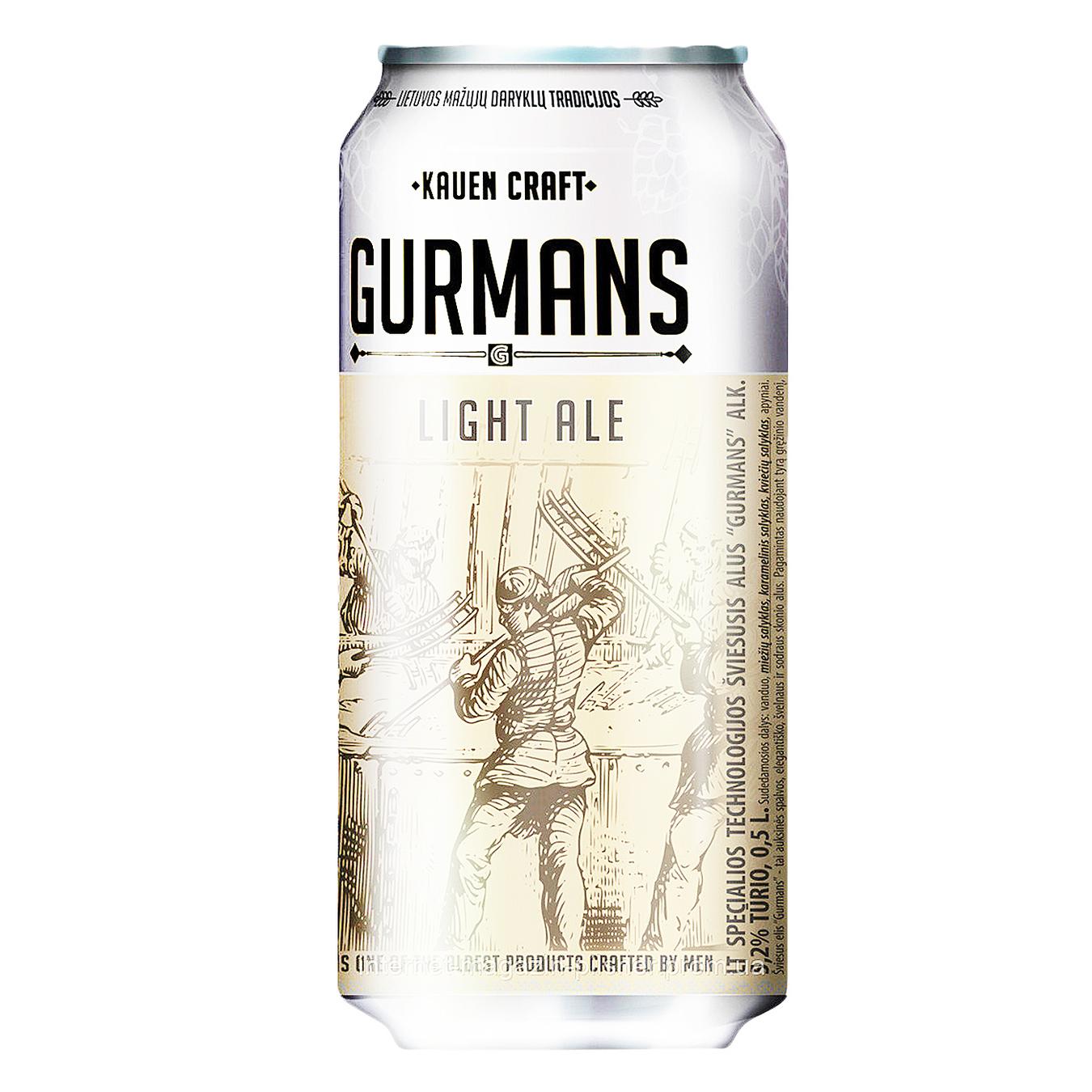 

Пиво Gurmans Light Ale светлое ж/б 0.5л