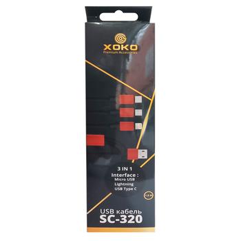 Кабель Xoko Micro USB Lightning USB Type-C 3в1 SC-320 1,2м - купити, ціни на - фото 1