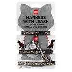 Шлея с поводком для кошек и собак мелких пород Waudog с QR-паспортом XS 122см/20мм, шея 20-30см, грудь 25-40см с рисунком леопард