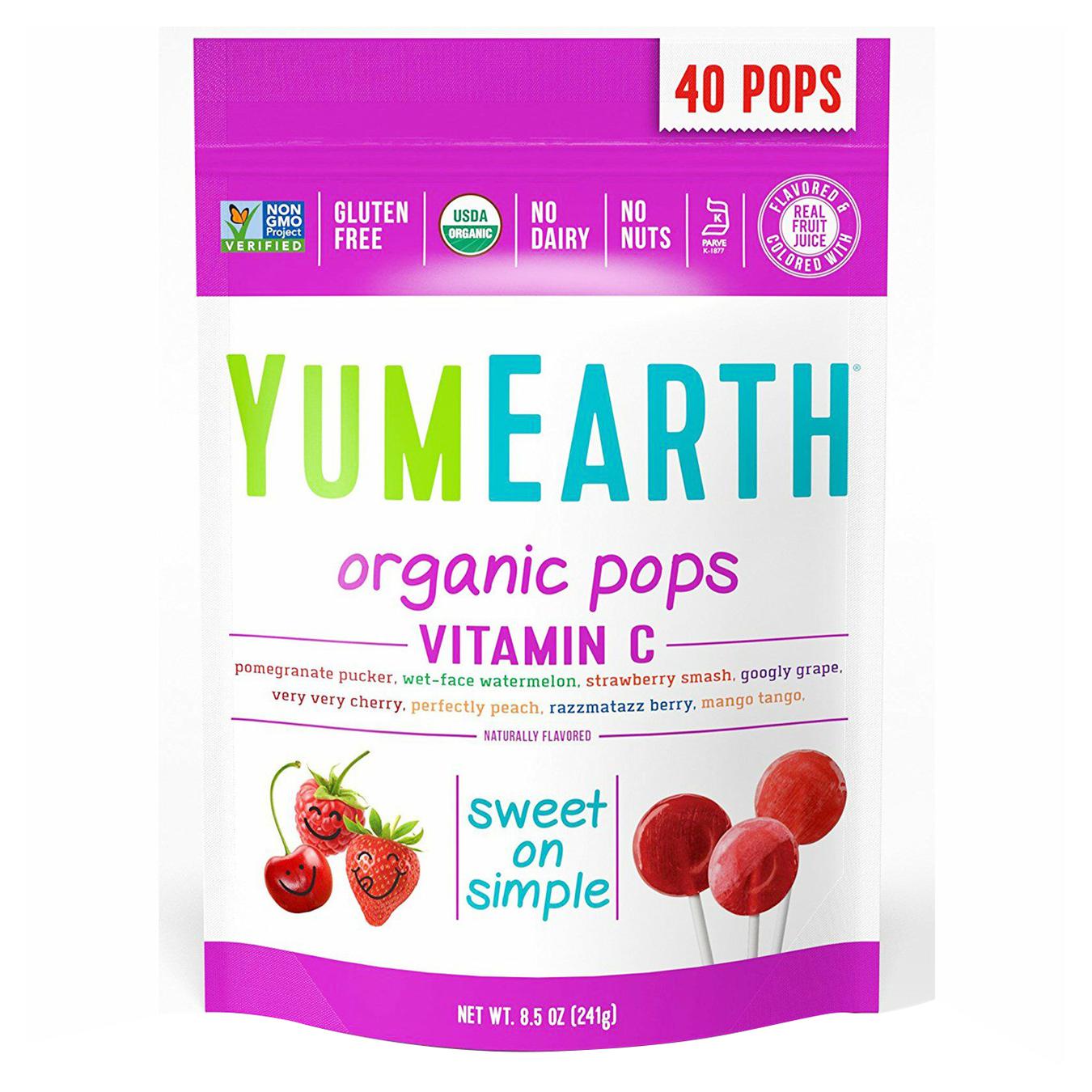 

Леденцы YumEarth с витамином С органические Клубника вишня малина 87г