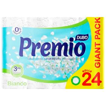 Туалетний папір Диво Premio Bianco 3-шаровий білий 24шт