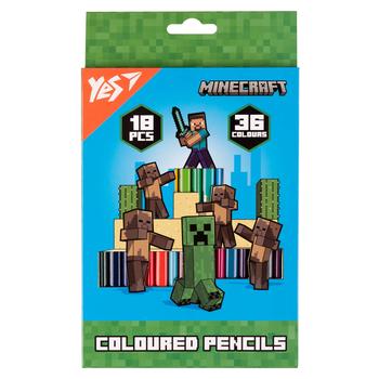 Карандаши цветные Yes Minecraft Heroes 36 цветов 18шт - купить, цены на NOVUS - фото 1
