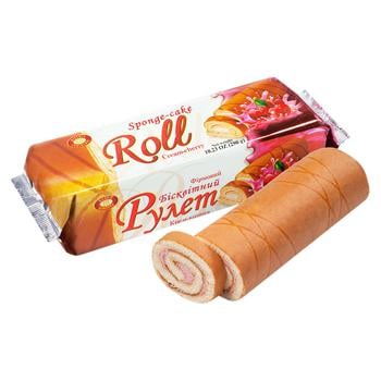 Biscuit Chocolate With Cherry Cream Sponge-Cake Roll 290g - buy, prices for Auchan - photo 1