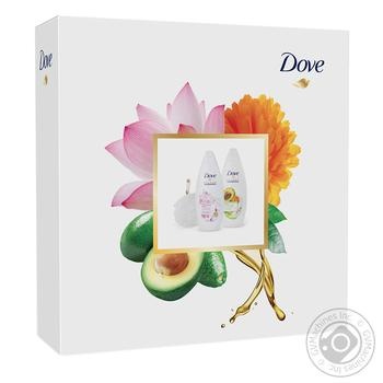 Набір подарунковий Dove Гель-крем 2шт*250мл + мочалка купити, ціни на МегаМаркет - фото 1