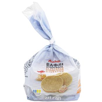 Вафли Auchan Stroopwafel с соленой карамельной начинкой 231г