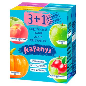 Набор соков Карапуз 4шт х 200мл - купить, цены на Auchan - фото 1