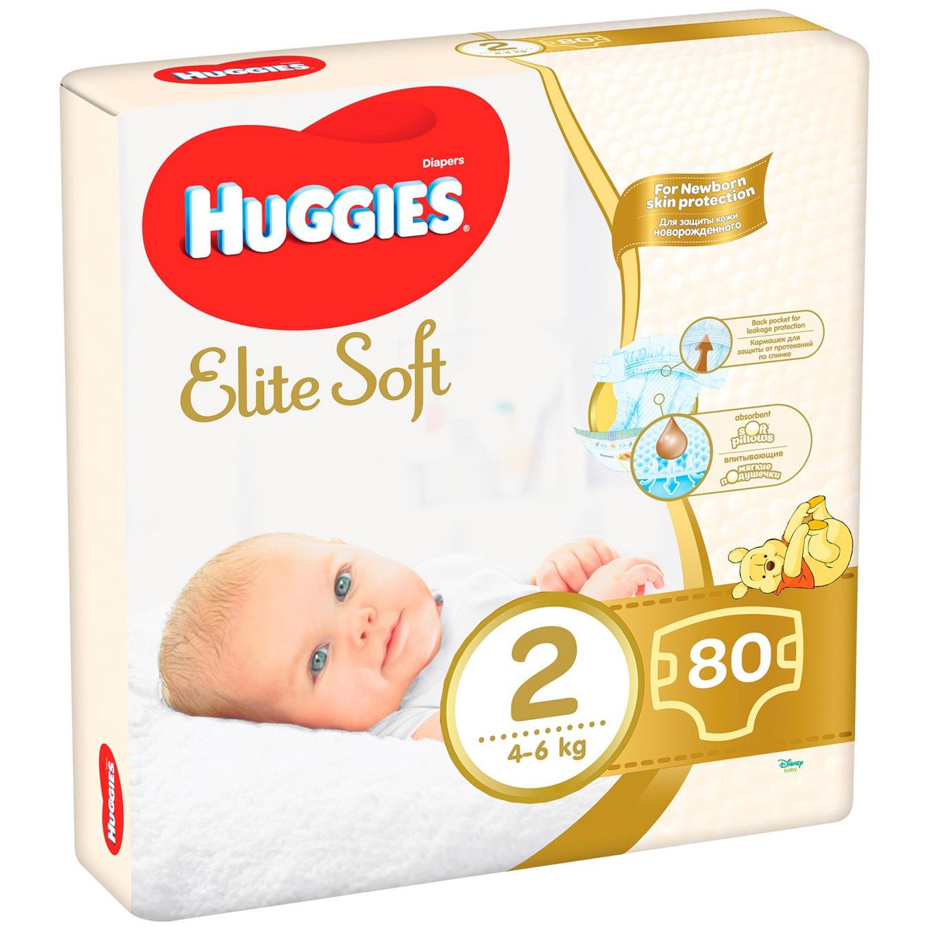 

Подгузники Huggies Elite soft 4-6кг 80 шт