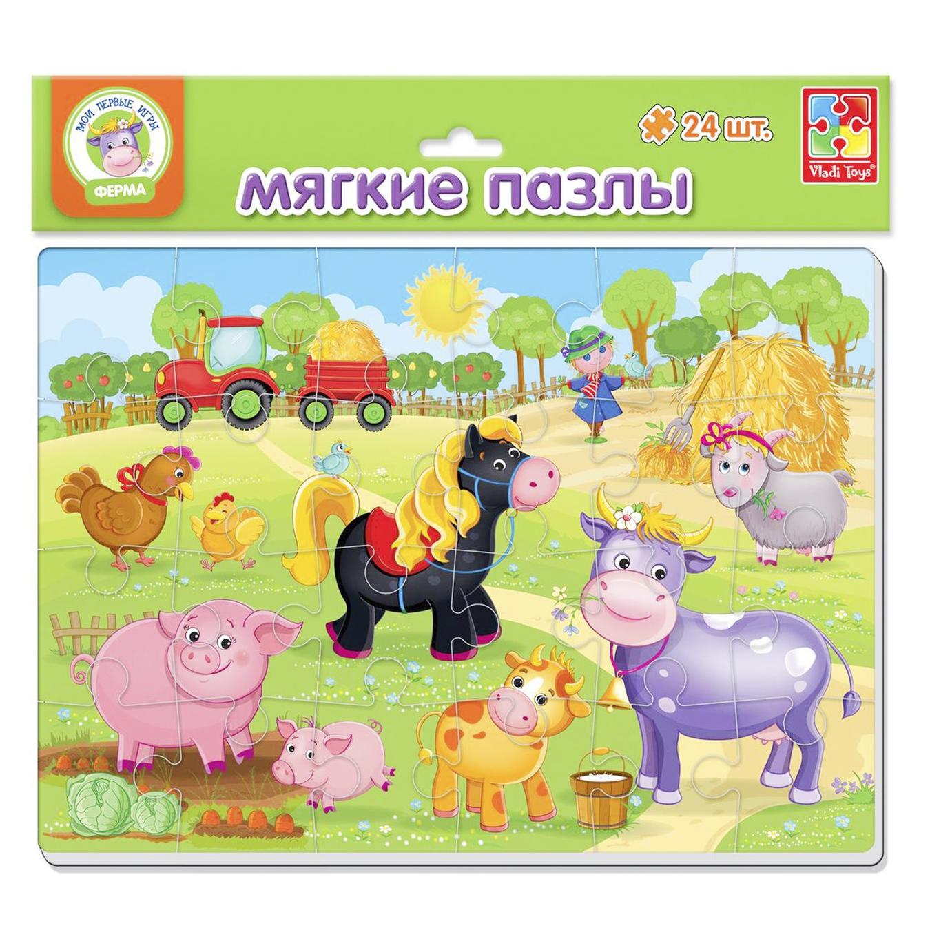 

Игра настольная Vladi Toys Ферма мягкие пазлы А4