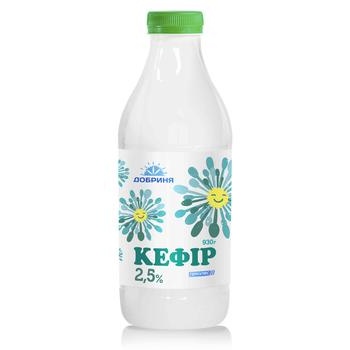 Kefir Dobrynya 2.5% 930g plastic bottle Ukraine