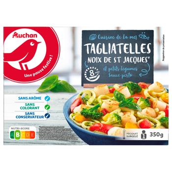 Auchan Frozen Tagliatelle Pasta with Scallops and Vegetables with Pesto Sauce 350g - buy, prices for - photo 1