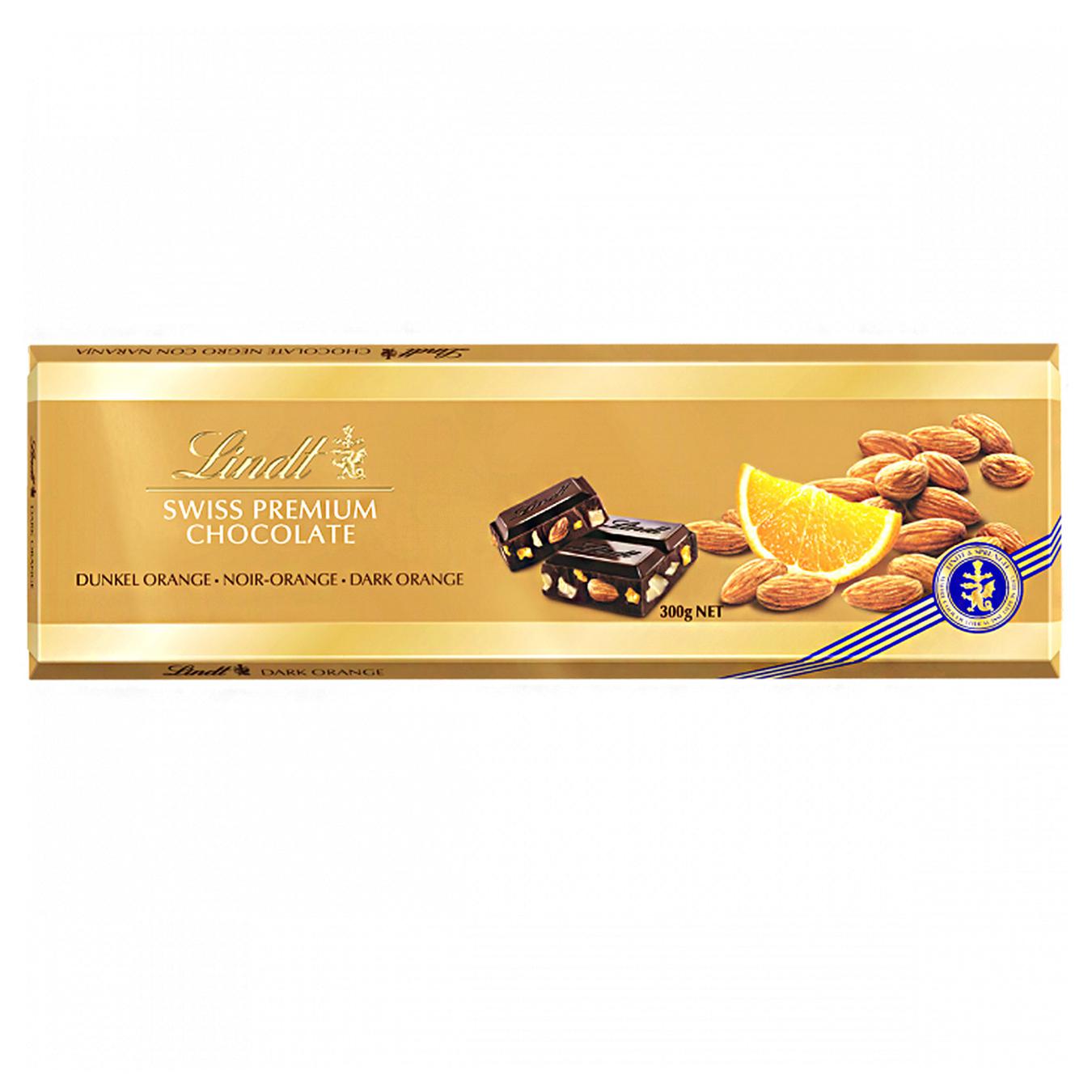 

Шоколад черный Lindt Swiss Premium с апельсином и целым миндалем 300г