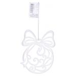 Подвеска на елку Шарик с бантом Хамелеон пластиковая 12,5х9см