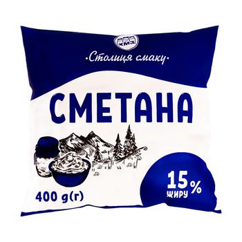 Сметана Столиця Смаку 15% 400г - купити, ціни на Чудо Маркет - фото 1