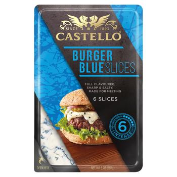 Сыр Castello Бургер Блю с голубой плесенью нарезанный 60% 150г - купить, цены на NOVUS - фото 1