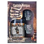 Ромовый напиток Captain Morgan Spiced Black 40% 1л + 2 рюмки