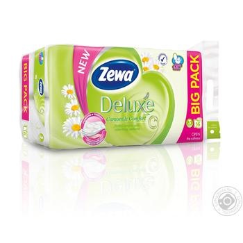 Папір туалетний Zewa Deluxe Ромашка білий трьохшаровий 16шт купити, ціни на МегаМаркет - фото 1