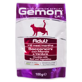 Gemon Wet Food for Cats with Beef and Vegetables 100g - buy, prices for COSMOS - photo 1