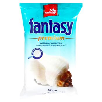 Серветки вологі Fantasy Premium з ароматом морського бризу 15шт - купити, ціни на Auchan - фото 1