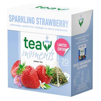 Чай зеленый Tea Moments Sparkling Strawberry 1,7г*20шт - купить, цены на Auchan - фото 1