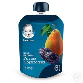 Пюре Gerber груша чернослив 90г купить, цены на МегаМаркет - фото 1