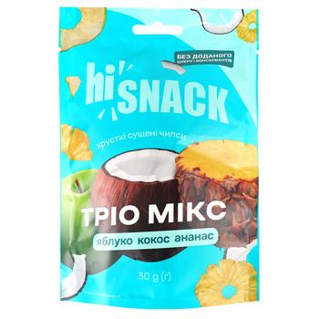 Чипсы фруктовые hiSnack Яблоко, кокос, ананас 40г