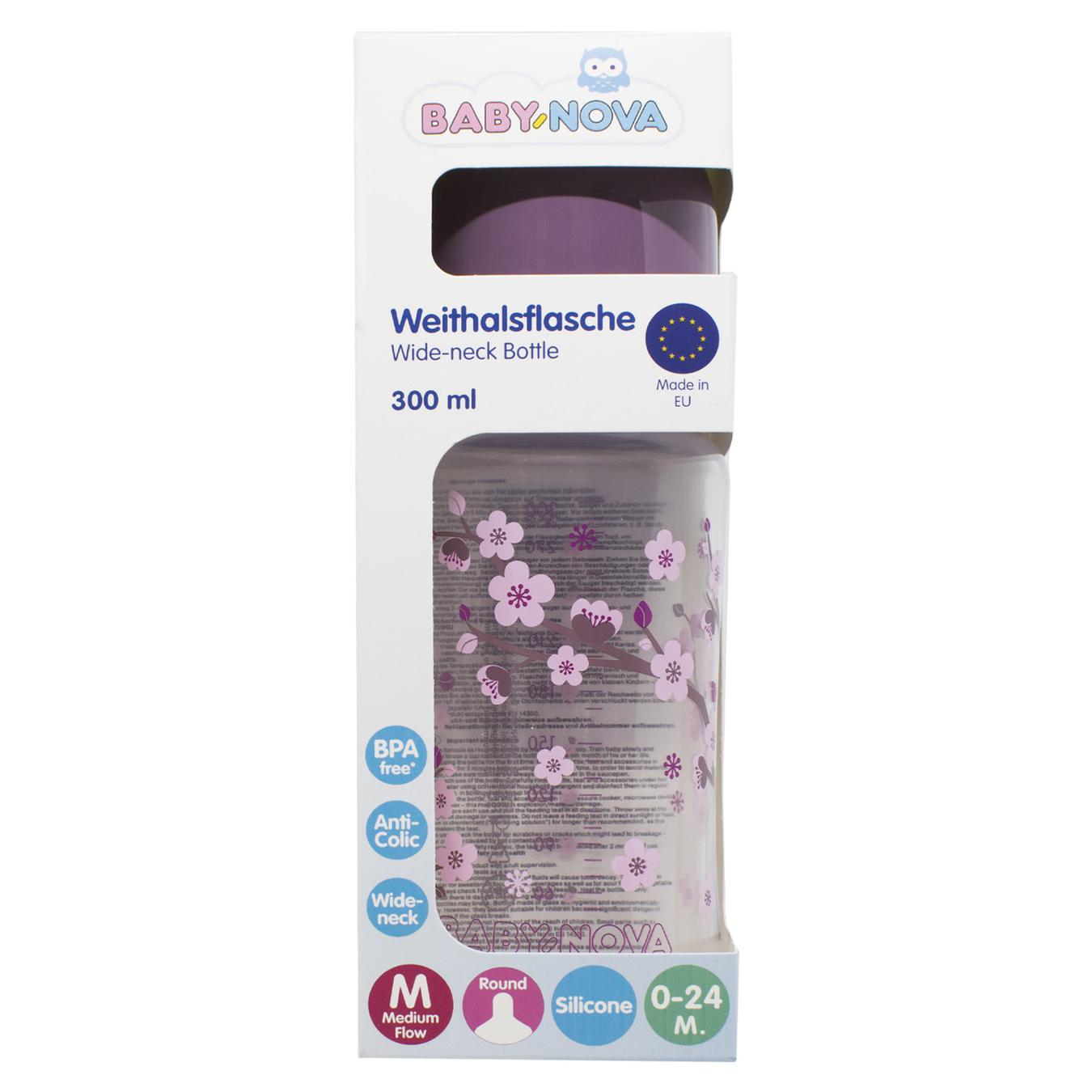 

Пляшка Baby-Nova плас. шир. гор. Декор 300 мл бузкова