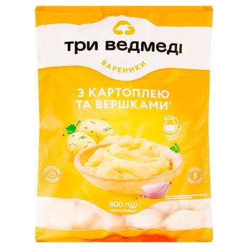 Вареники Три Медведя с картошкой 800г - купить, цены на ULTRAMARKET - фото 1