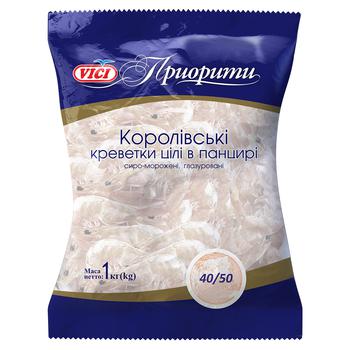 Креветки Королівські Vici в панцирі сироморожені 40/50 1кг - купити, ціни на Auchan - фото 1