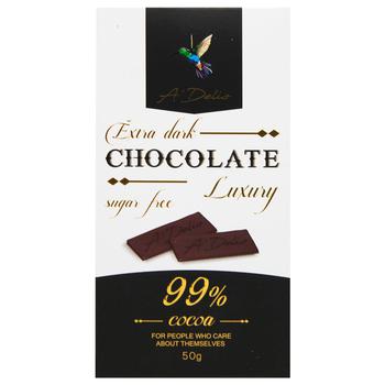 A'Delis Dark Chocolate Without Sugar 99% 50g - buy, prices for MegaMarket - photo 1