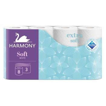 Harmony Soft 3-ply Toilet Paper 8pcs - buy, prices for MegaMarket - photo 1