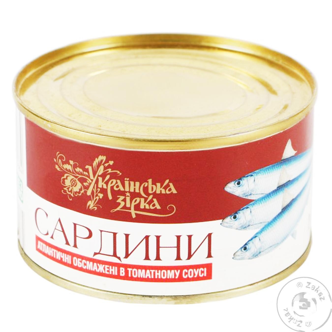 

Сардина Українська Зірка атлантическая натуральная обжаренная в томатном соусе 240г