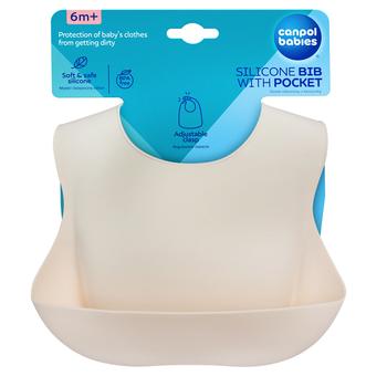 Canpol Babies Silicone Bib with Pocket Cream