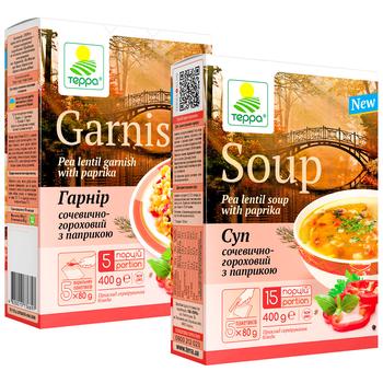 Суп-гарнір Терра гороховий з сочевицею, паприкою та базиліком 400г - купити, ціни на Чудо Маркет - фото 1