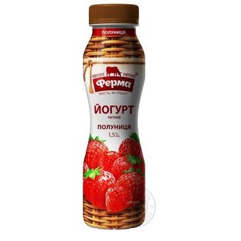 Йогурт Ферма Полуниця питний 1,5% 250г купити, ціни на МегаМаркет - фото 1