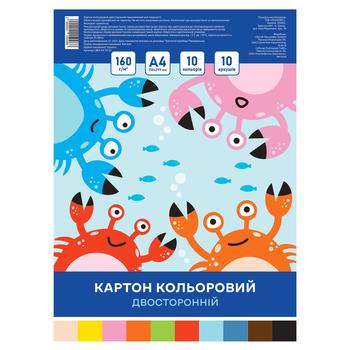 Картон кольоровий ТехноЮг двосторонній А4 10 аркушів - купити, ціни на Ідеал - фото 1