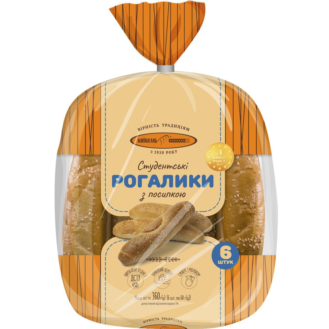 

Рогалики Киевхлеб Студенческие с посыпкой 6шт 360г