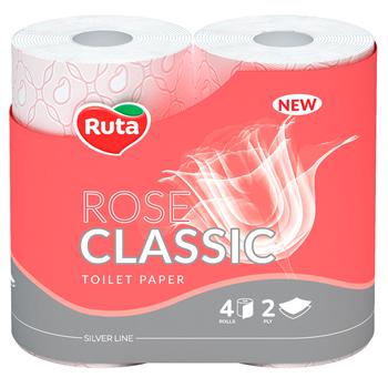 Туалетний папір Ruta Rose Classic Троянда  2-шаровий 4шт - купити, ціни на Auchan - фото 1