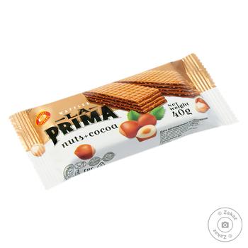 Вафли Бисквит-шоколад La Prima с орехами и какао 40г - купить, цены на Чудо Маркет - фото 1