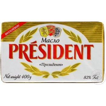 Масло вершкове President 82% 400г купити, ціни на МегаМаркет - фото 1