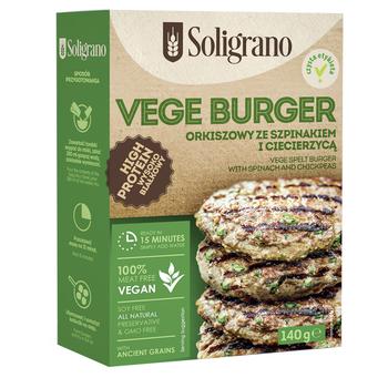 Soligrano Vege Spelt Burger with Spinach and Chickpeas 140g