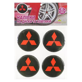 TerraPlus Mitsubishi Label Sticker for Hubcaps and Rims 65mm